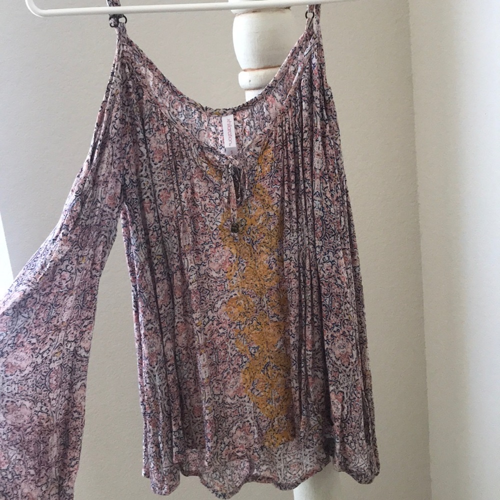 Bell-sleeve + cold shoulder Target top